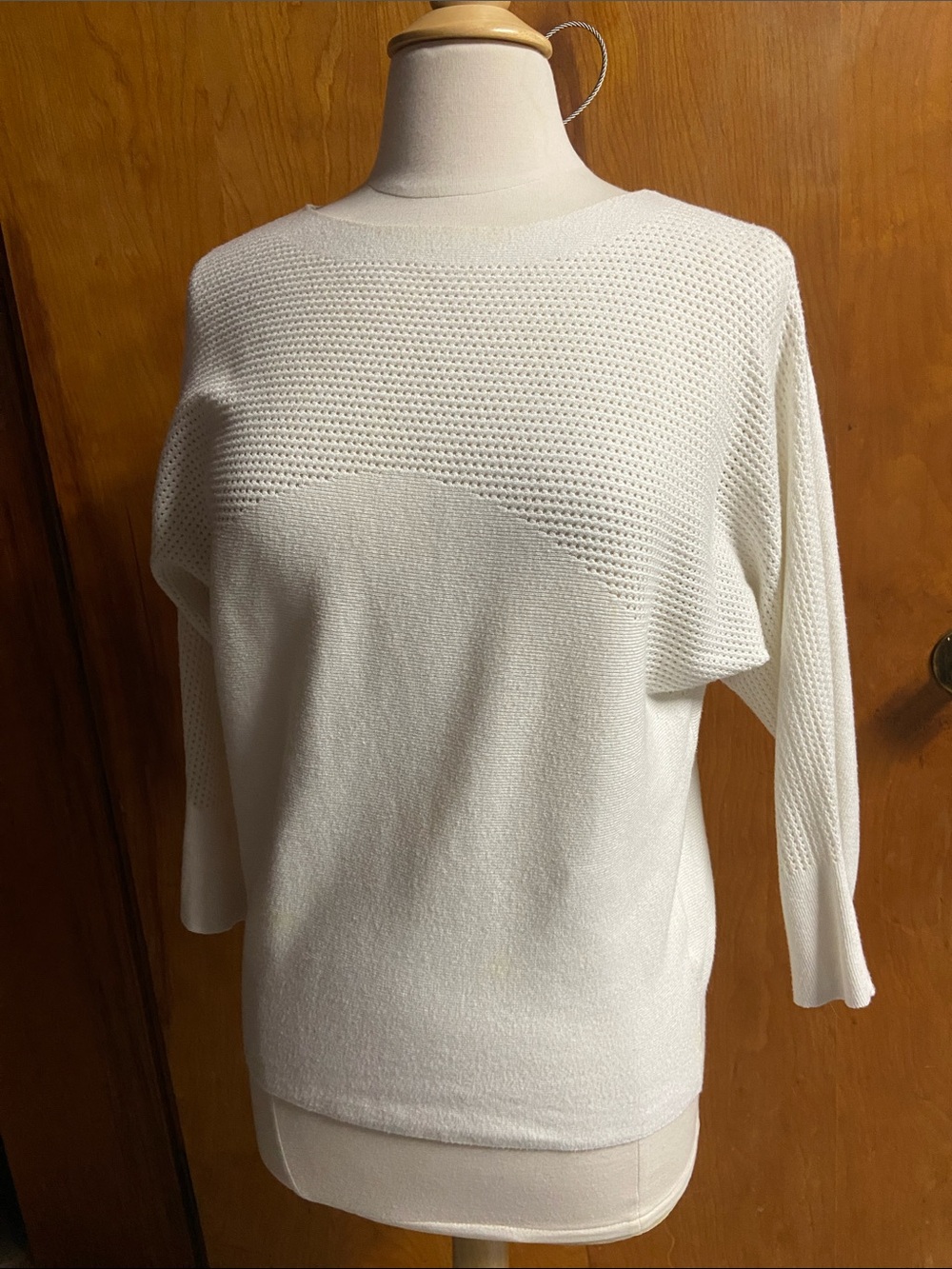 VILA MILANO Flattering Mesh Accent sweater Med Boat Neck